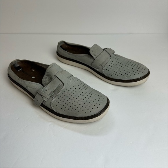 Merrell Mule Around Town Shoe Perforated Men's Size 8.5 Slip On Leather Gray - Picture 1 of 10
